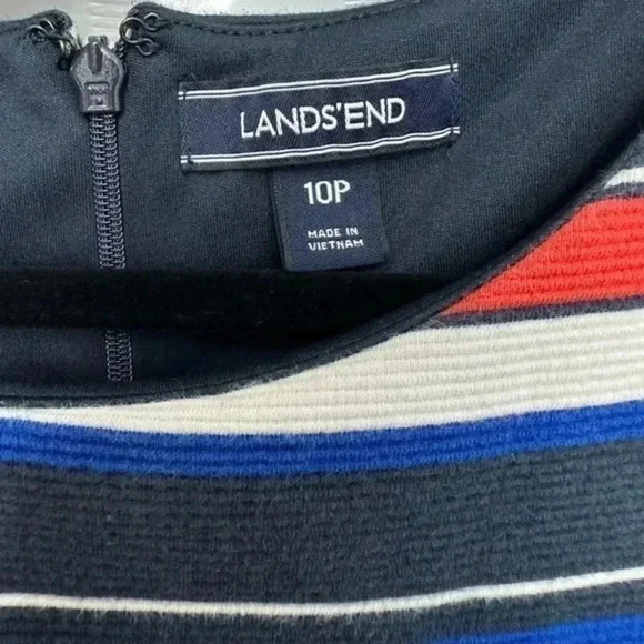 Lands End Sleeveless Ponte Sheath Midi Dress Aurora Ribbed Stripe Size 10 Petite - Picture 10 of 11